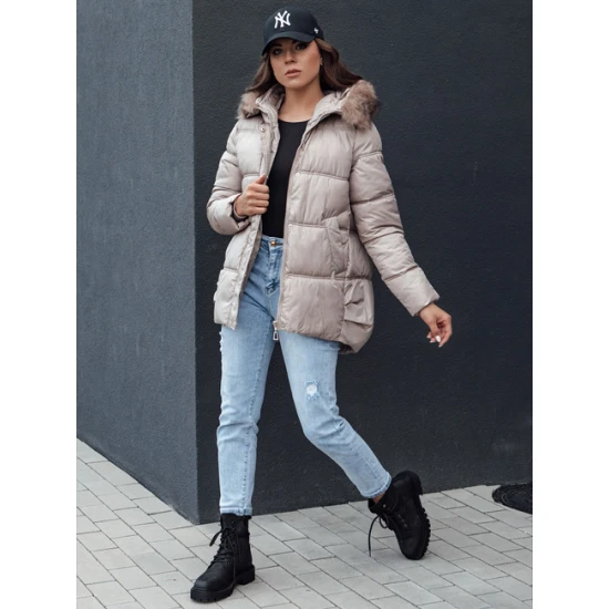 Sieviešu brūna jaka ar kapuci Stela Sieviešu jakas