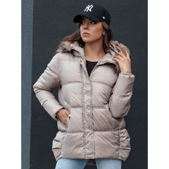 Sieviešu brūna jaka ar kapuci Stela Sieviešu jakas