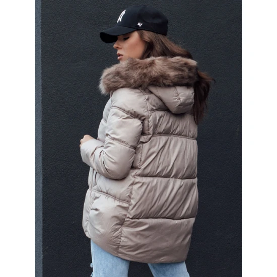 Sieviešu brūna jaka ar kapuci Stela Sieviešu jakas