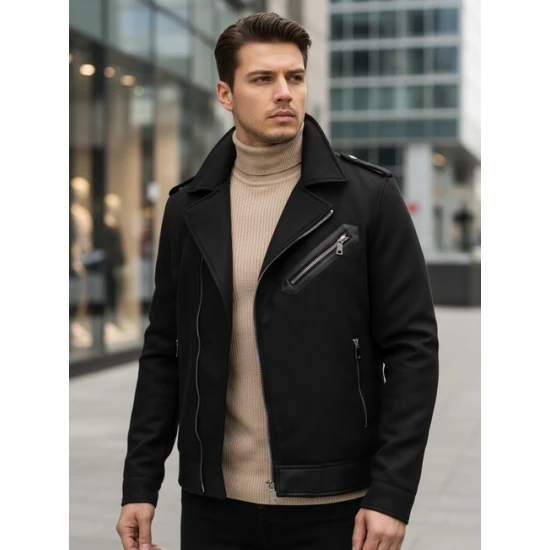 Vīriešu melna ziemas jaka City line