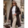 Sieviešu tumši brūns mētelis ar sagu „Larisa“