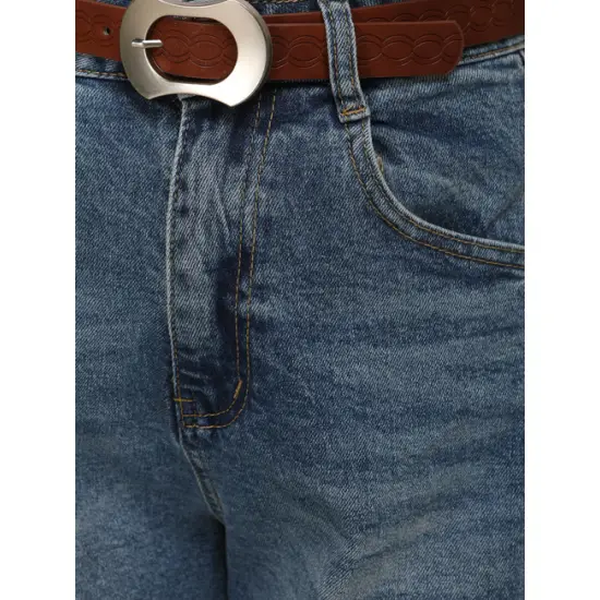 Sieviešu zili džinsa šorti ar Comfort jostu