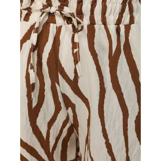 Sieviešu brūni/baltie šorti „Zebra“