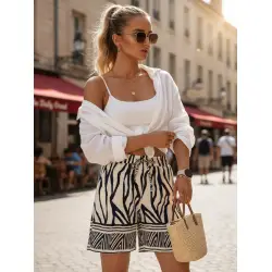 Sieviešu baltas/tumši zilas šorti Zebra
