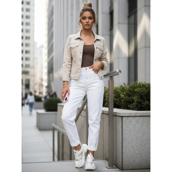 Sieviešu balti džinsi Elin Džinsi un džogeri