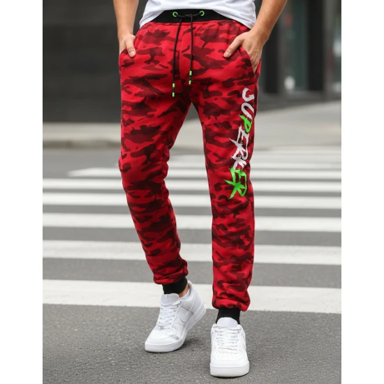 Vīriešu sarkanas kamuflāžas ikdienas bikses Axel Gadījuma bikses