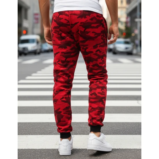 Vīriešu sarkanas kamuflāžas ikdienas bikses Axel Gadījuma bikses