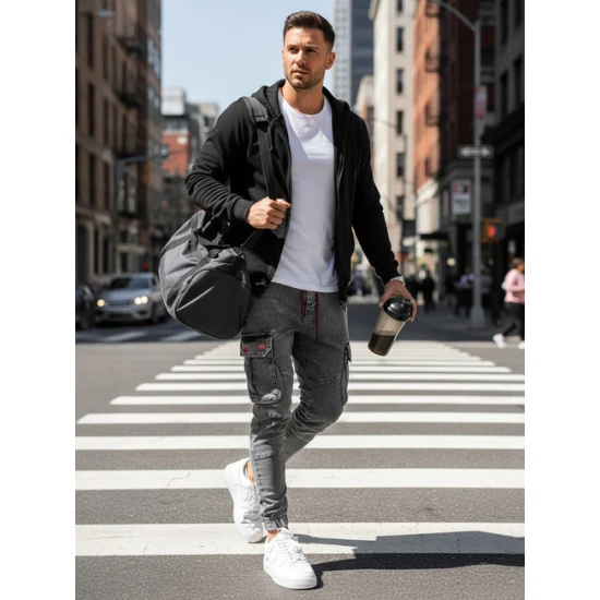 Vīriešu pelēkie treniņbikses Just Džinsi un džogeri