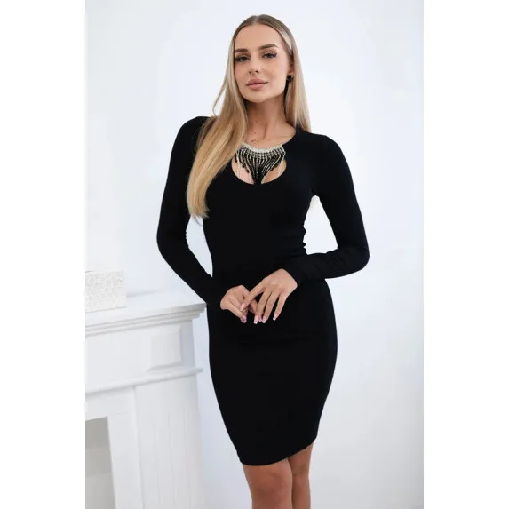 Sieviešu melna, cieši pieguļoša kleita Clara
