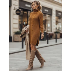 Sieviešu trikotāžas kleita brūnā krāsā Mirand