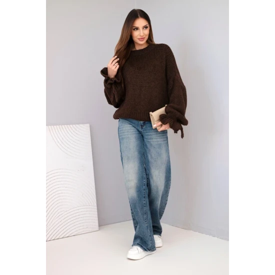 Sieviešu tumši brūns džemperis Fango
