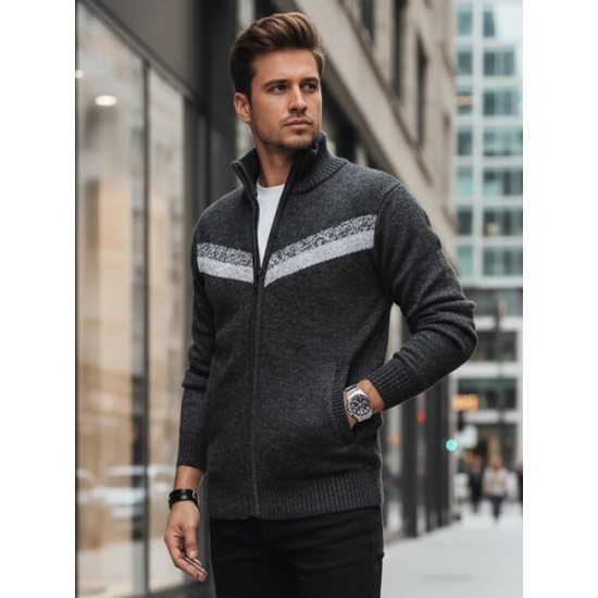 Vīriešu tumši pelēks džemperis Garner