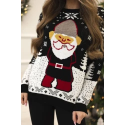 Sieviešu melns Ziemassvētku džemperis Santa