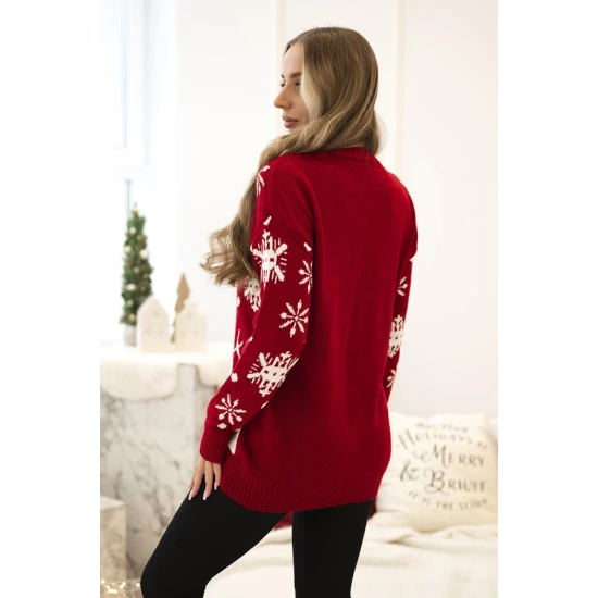 Sieviešu sarkans Ziemassvētku džemperis Sniegavīrs