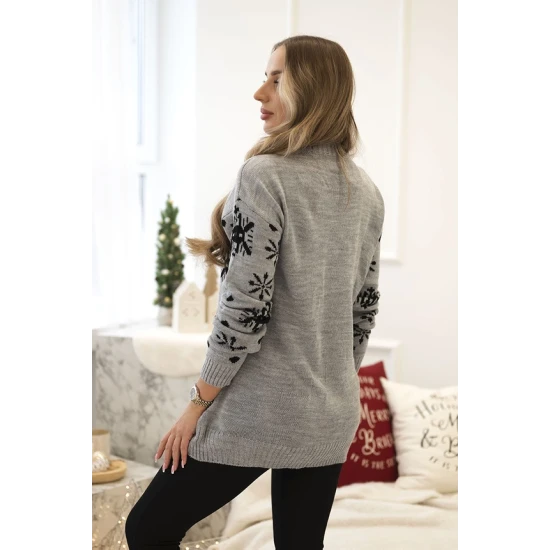 Sieviešu pelēks Ziemassvētku džemperis Sniegavīrs