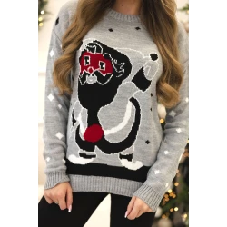 Sieviešu pelēks Ziemassvētku džemperis Santa Claus