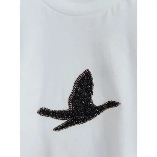 Sieviešu balts T-krekls Bird