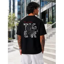 Vīriešu melni oversize T-krekli Hidden