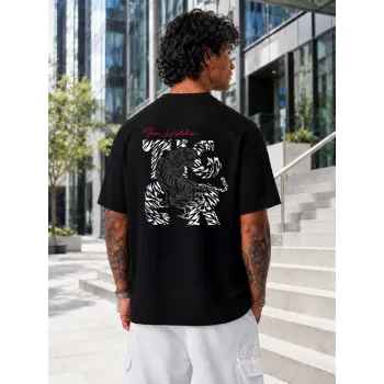 Vīriešu melni oversize T-krekli Hidden