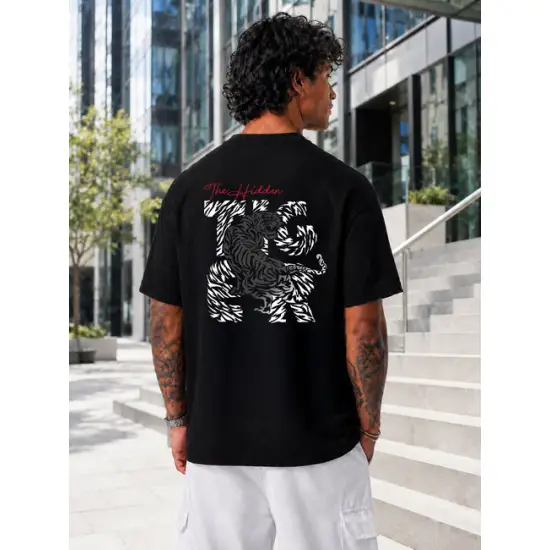 Vīriešu melni oversize T-krekli Hidden