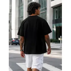Vīriešu melni oversize T-krekli „Stay hidden“