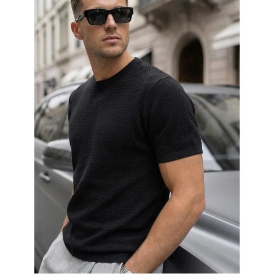 Vīriešu melni T-krekli Comfort Vienkrāsains T-krekls