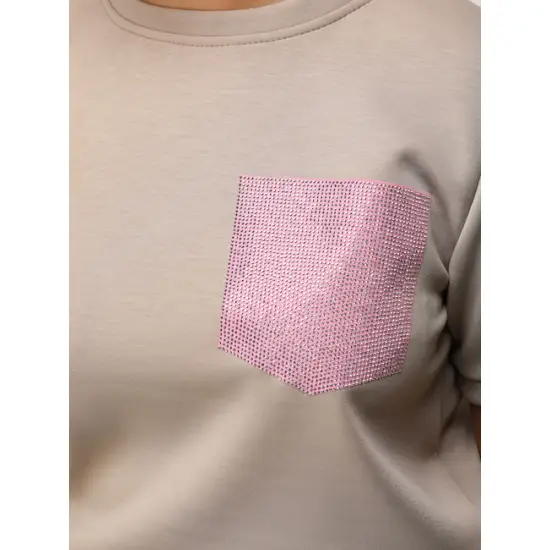 Sieviešu gaiši brūns komplekts ar šortiem Sparkle
