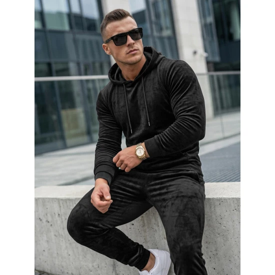 Melns vīriešu velūra komplekts Rolos