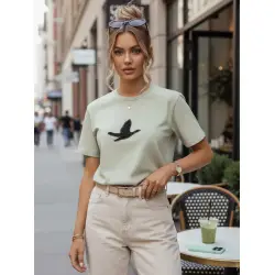 Sieviešu gaiši piparmētru T-krekls Bird