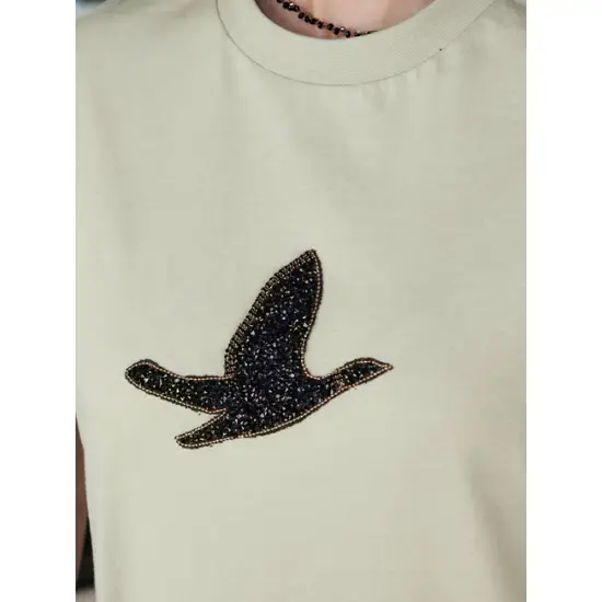Sieviešu gaiši piparmētru T-krekls Bird