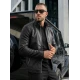 Vīriešu melna ādas jaka Storm