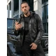 Vīriešu melna ādas jaka Storm