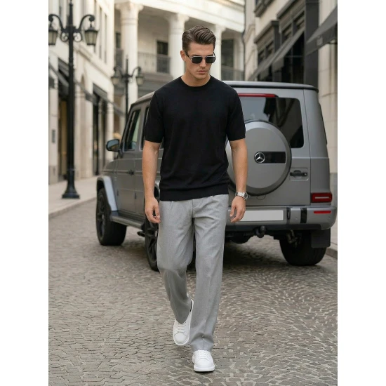 Vīriešu melnā T-krekls Summer