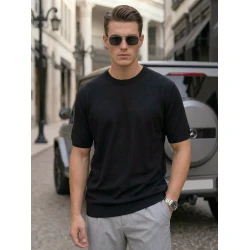 Vīriešu melnā T-krekls Summer