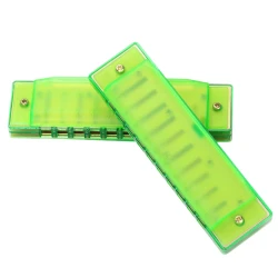 Zaļa 10 caurumu mutes harmonika bērniem un iesācējiem