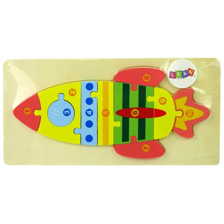 Rocket Numbers koka puzles komplekts Koka rotaļlietas
