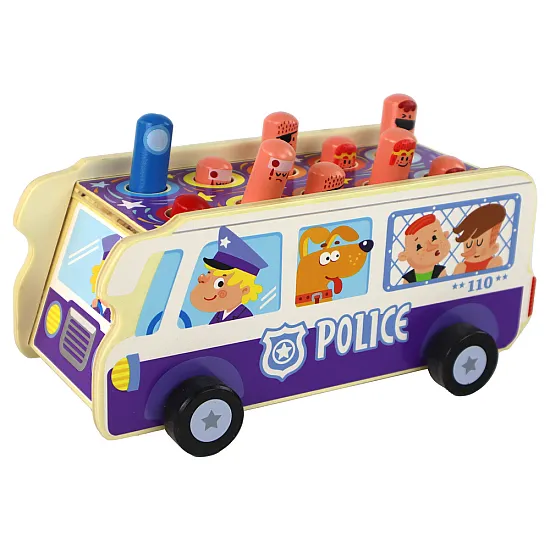 Medinis policijos autobusas Mediniai žaislai