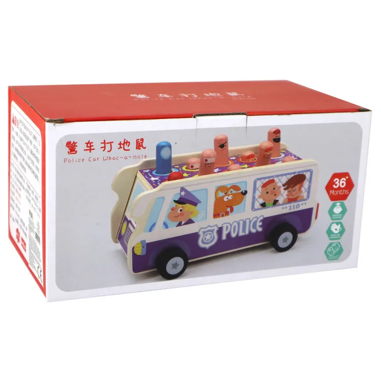 Koka arkādes spēle Dodgeball Police Bus Koka rotaļlietas