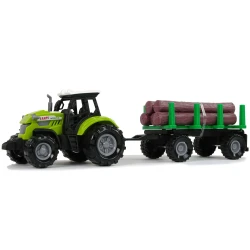 Zaļā traktora piekabe Baļķi Mežizstrāde Koksnes ferma Skaņa