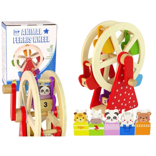 Rotating Wooden Ferris Wheel Figures