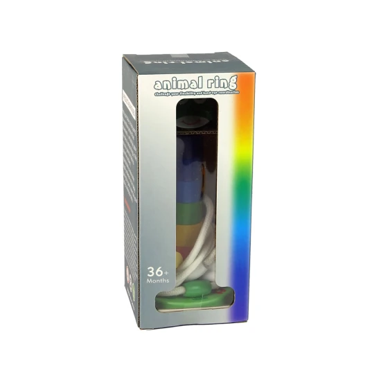 Koka piramīda Izglītojoša string puzzle Dzīvnieki Koka rotaļlietas