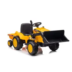 Elektriskais dzeltenais traktors ar piekabi S617