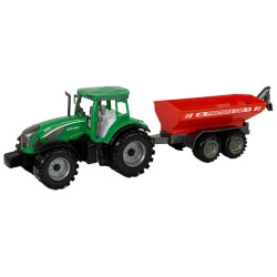 Zaļš traktors ar sarkanu piekabi Fraktāls disks