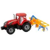 Sarkans traktors ar grābekļa berzes piedziņu