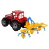 Sarkans traktors ar grābekļa berzes piedziņu