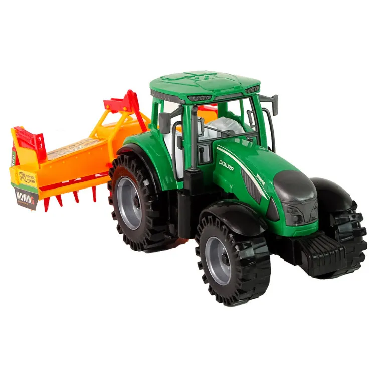 Green Tractor with Orange Cultivator for Kids