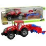 Sarkans traktors ar arklu un inerces piedziņu