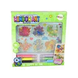 Radošais komplekts: vitrāžas krāsas ar fūzijas tehniku, dinozauri, 3D