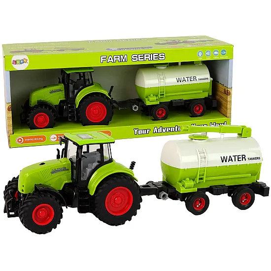Traktors un piekabe ar lieliem riteņiem Green Farm