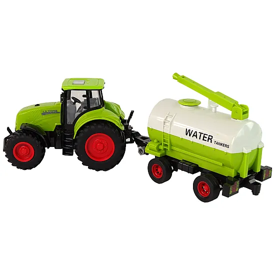Traktors un piekabe ar lieliem riteņiem Green Farm